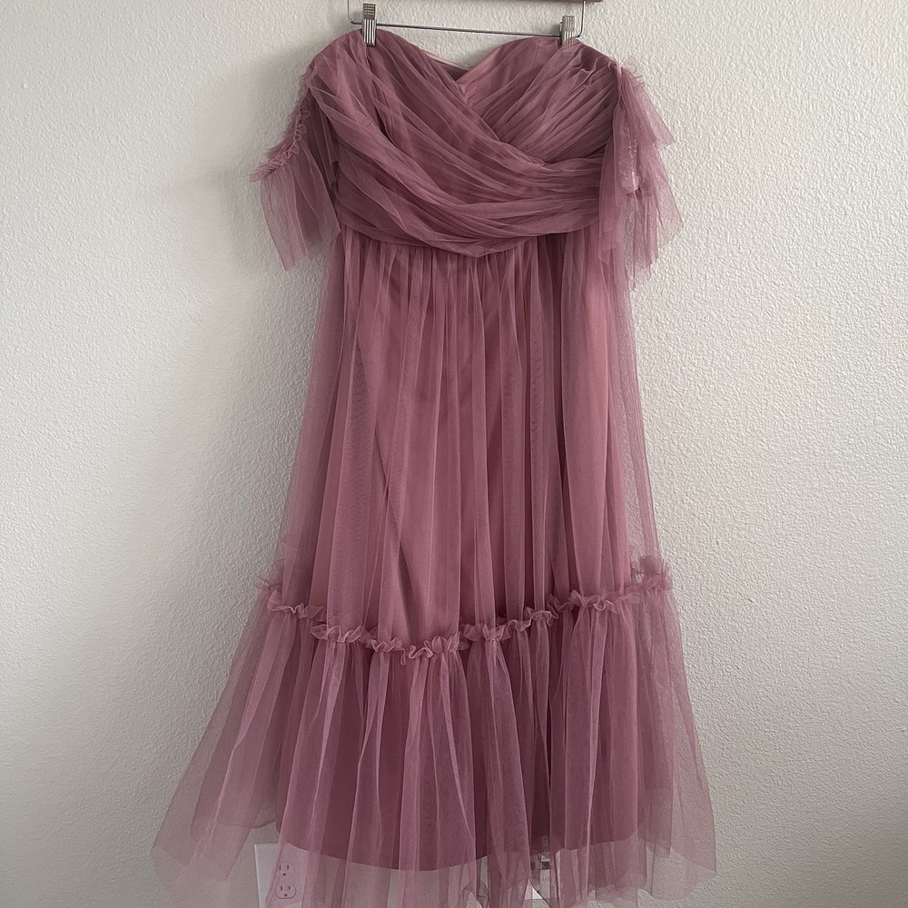 Tulle Dress Medium Romantic Coquette Balletcore Off Shoulder Strap Fit Flare NWT - Picture 5 of 9